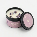 Świeca myga z kamieniami naturalnymi - Ametyst