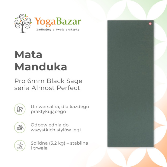 Mata do jogi Manduka Pro 6mm - Black Sage - seria Almost Perfect