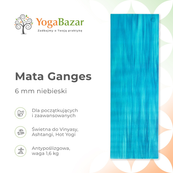 Mata do jogi Ganges 6 mm - niebieski