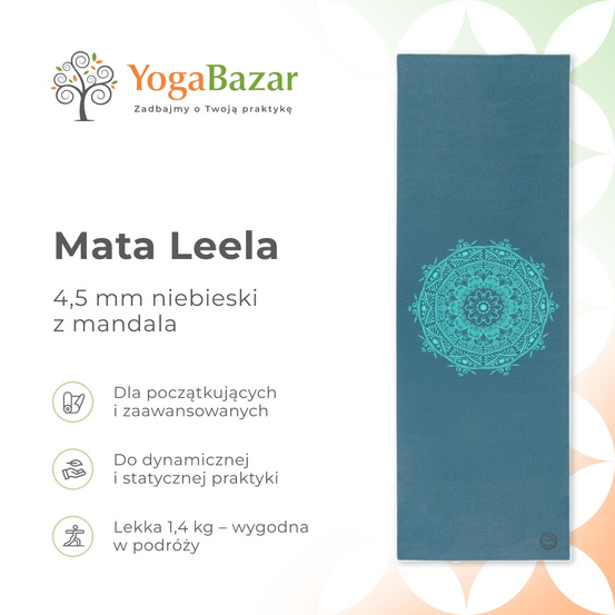 Mata do jogi Leela 4,5 mm - niebieski z mandalą