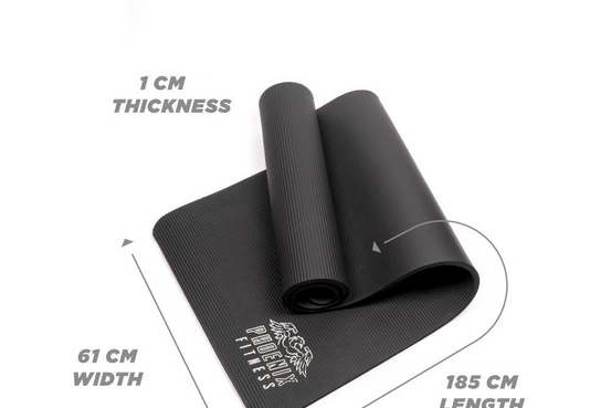 Mata do pilatesu Phoenix Fitness 1 cm - czarny