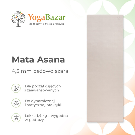 Mata do jogi Asana 4,5 mm - beżowo-szara