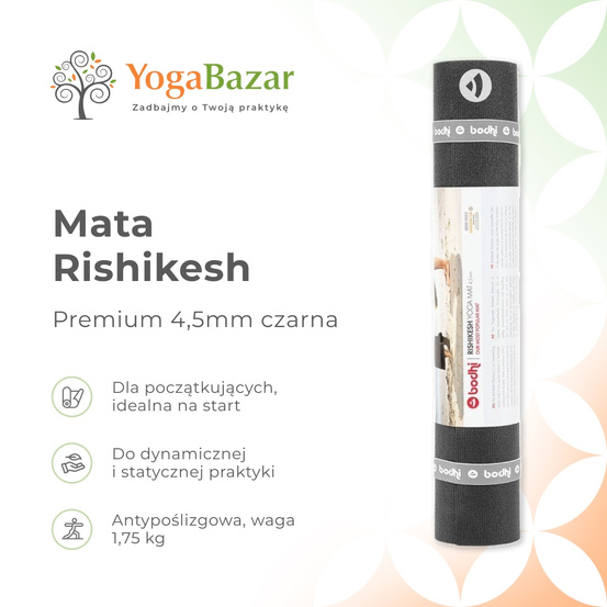 Mata do jogi Rishikesh Premium 4.5mm - czarna