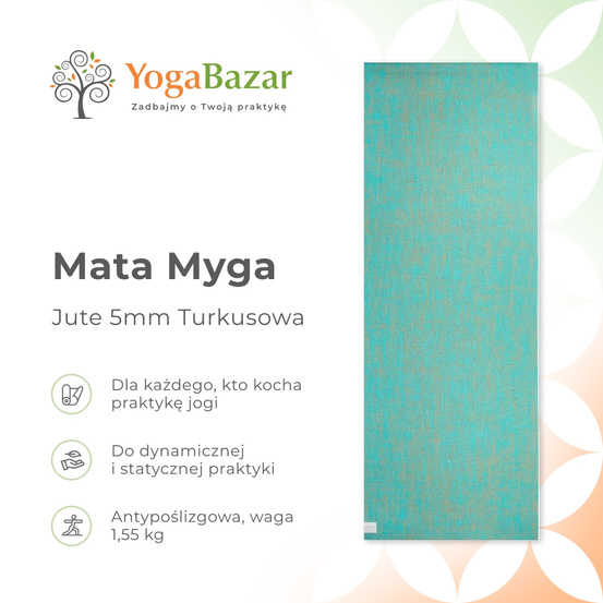Mata do jogi Myga Jute 5mm - Turkusowa