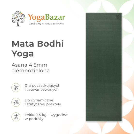Mata do jogi Asana 4,5mm - ciemnozielona