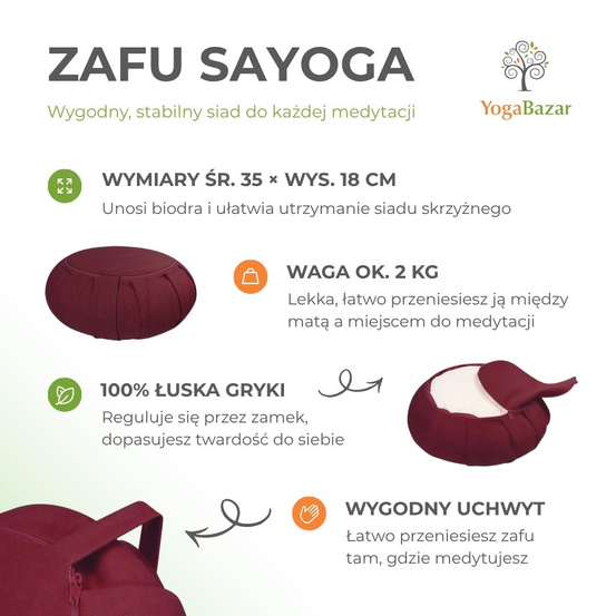 Zafu z podwójnym pokrowcem - kolor bordowy