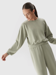 Bluza crop top 4F z modalu - oliwkowy, rozmiar XS