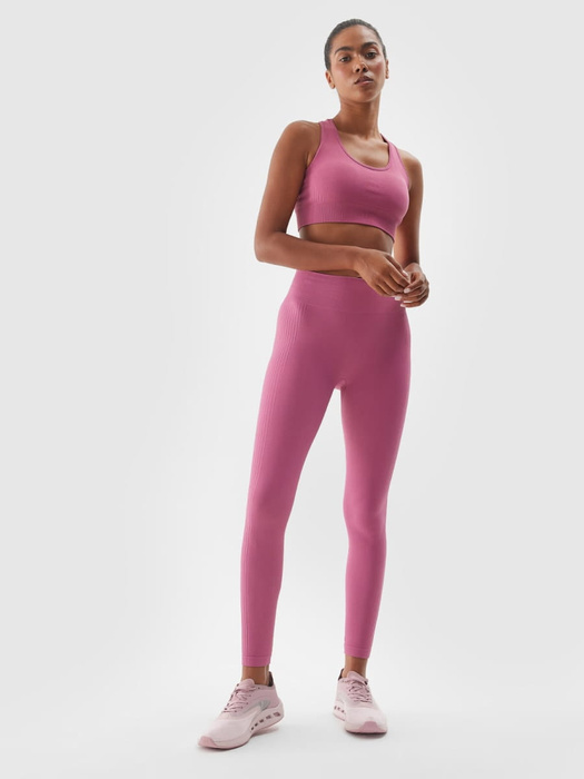Legginsy treningowe 4F F278 wysoki stan - różowe, rozmiar XS/S