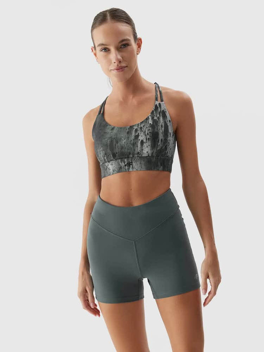 Legginsy do jogi krótkie 4F z recyklingu - butelkowa zieleń, rozmiar S