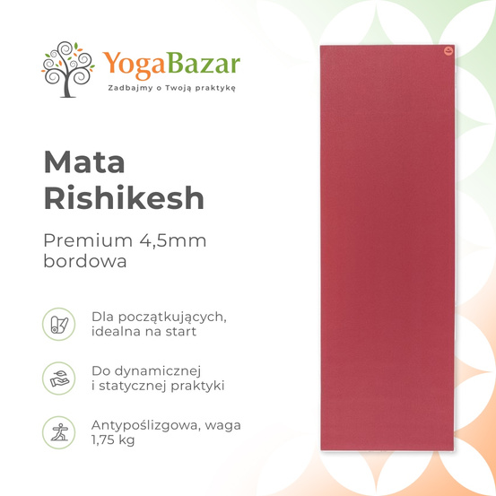 Mata do jogi Rishikesh Premium 4.5mm - bordowa