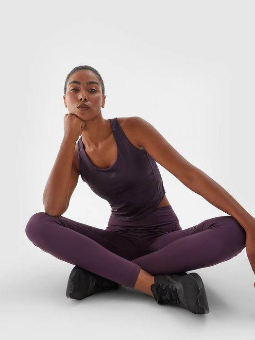 Legginsy treningowe 4F F301 średni stan - fioletowe, rozmiar XS