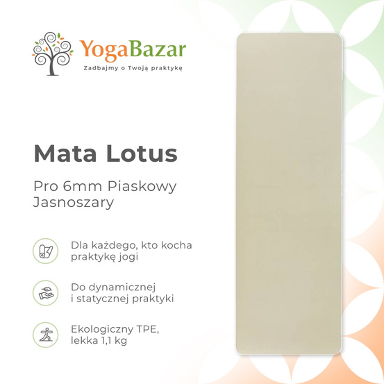 Mata do jogi Lotus Pro 6mm - Piaskowy/Jasnoszary
