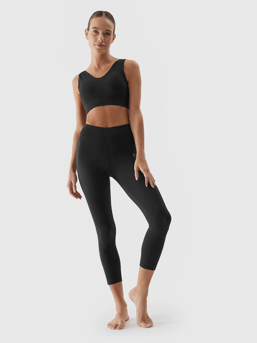 Legginsy do jogi 7/8 4F z recyklingu - antracytowy, rozmiar XS
