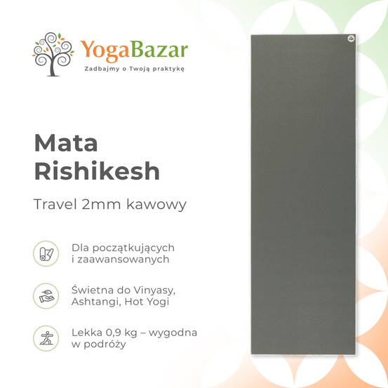 Mata do jogi Rishikesh Travel 2mm - kawowy