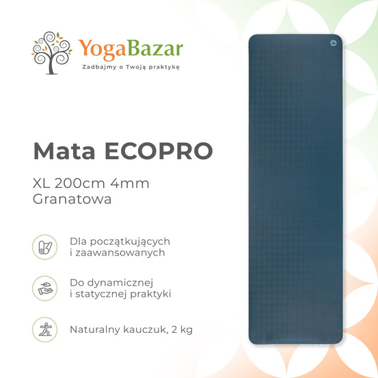 Mata do jogi ECOPRO XL 200cm 4mm - Granatowa