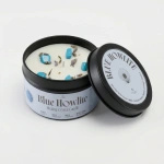 Świeca myga z kamieniami naturalnymi - Niebieski Howlit