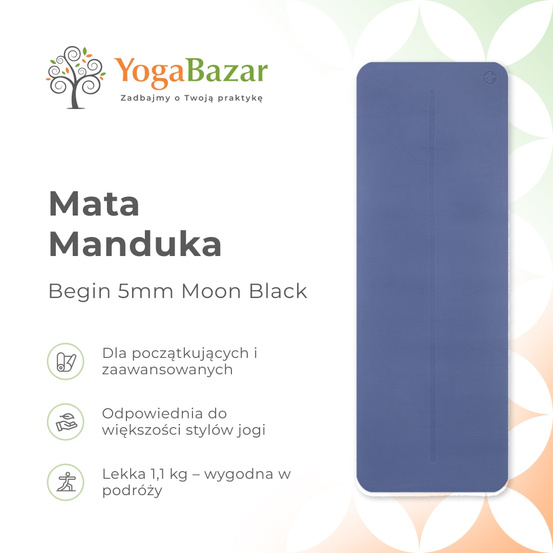 Mata do jogi Manduka Begin 5mm - Moon Black