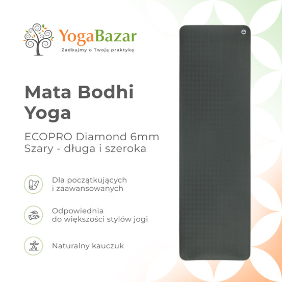 Mata do jogi ECOPRO Diamond 6mm - Szary - długa i szeroka