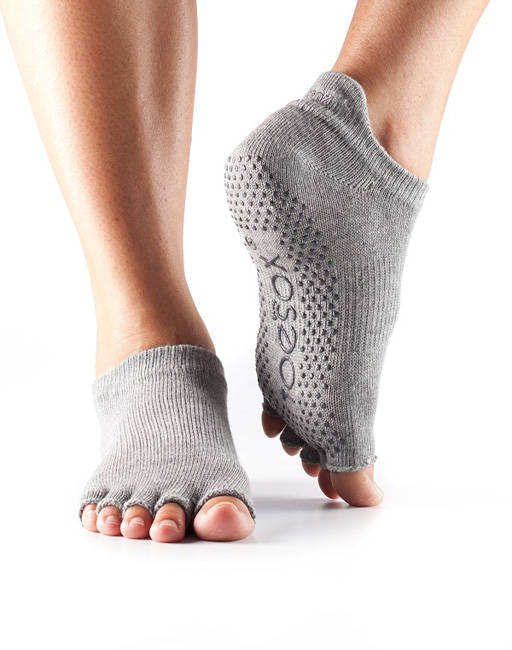 Skarpetki do jogi ToeSox Halftoe Lowrise Grip - Heather Grey