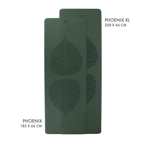 Mata do jogi Phoenix 4mm XL 200 cm - Ciemnozielona w liście