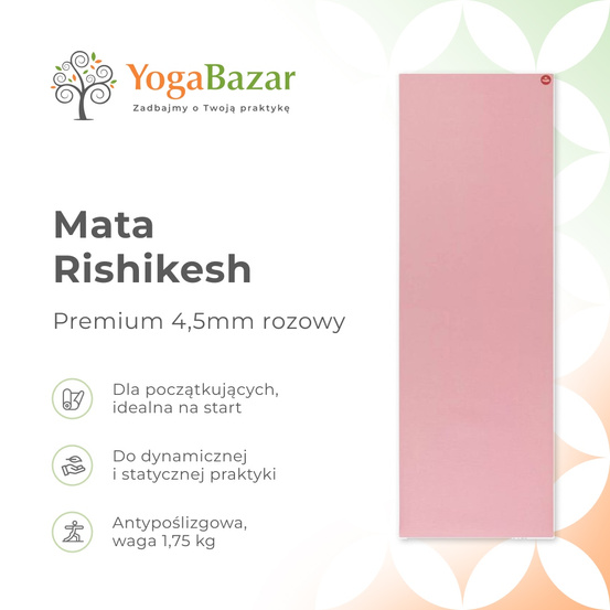 Mata do jogi Rishikesh Premium 4.5mm - różowy