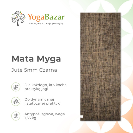 Mata do jogi Myga Jute 5mm - Czarna