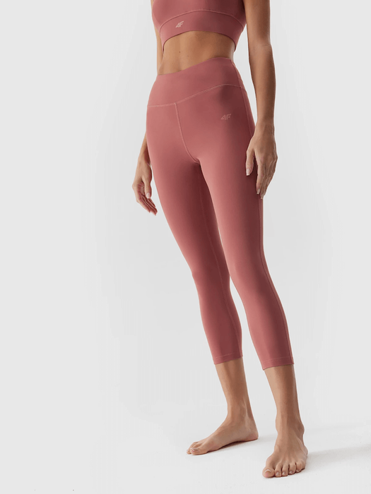 Legginsy do jogi 7/8 4F z recyklingu - różowy, rozmiar XS