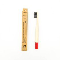Bambusowa szczoteczka do zębów z miękkim włosiem dla dzieci - czerwona