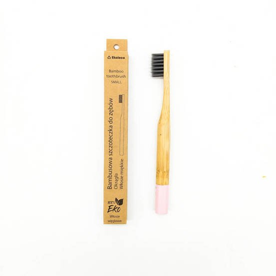 Bambusowa szczoteczka do zębów z miękkim włosiem dla dzieci - różowa