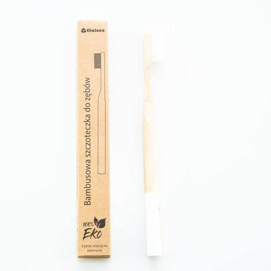 Bambusowa szczoteczka do zębów z twardym włosiem - biała