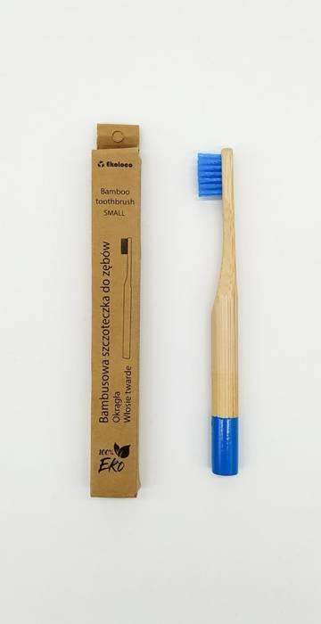 Bambusowa szczoteczka do zębów z twardym włosiem dla dzieci - niebieska