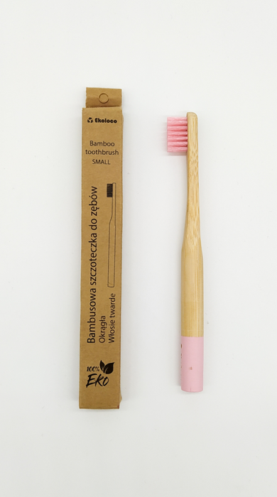 Bambusowa szczoteczka do zębów z twardym włosiem dla dzieci - różowa