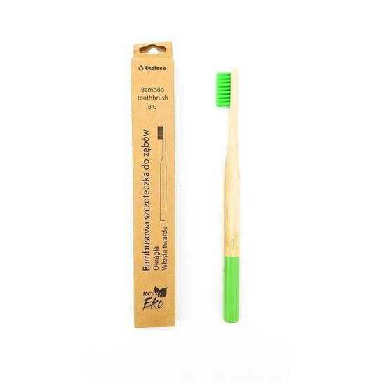Bambusowa szczoteczka do zębów z twardym włosiem - zielona