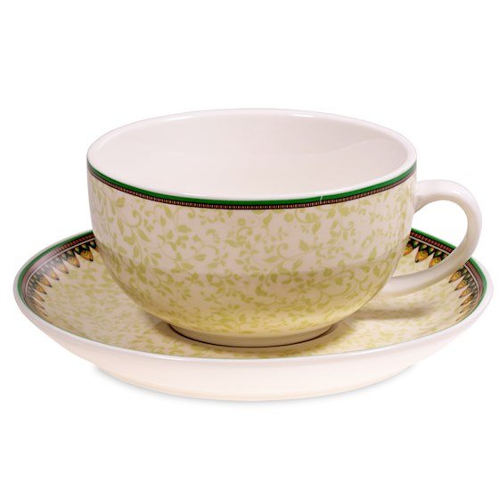 Dzbanek do herbaty z filiżanką - zielona mandala 
