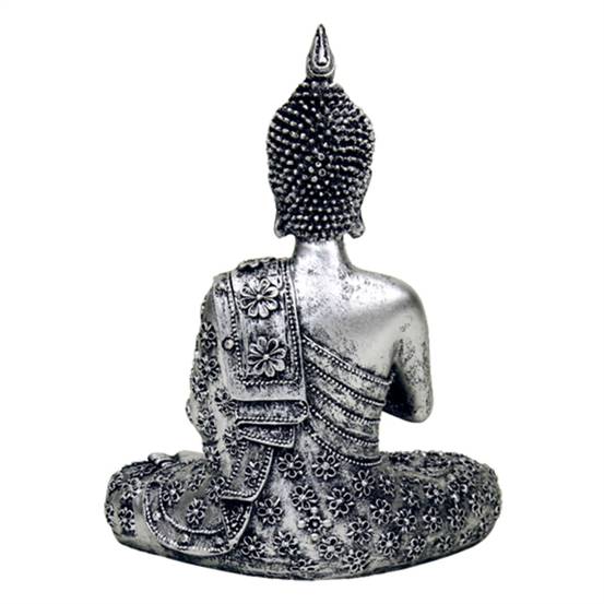 Figurka Buddy ze świecznikiem w kolorze srebrnym
