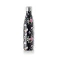 Metalowa butelka termiczna - floral black